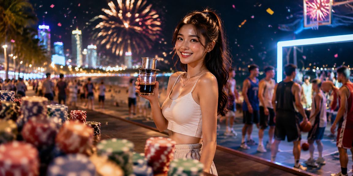 Người dùng Phan Thiết xem kèo bóng rổ và giao dịch cá cược thể thao bên ly cà phê